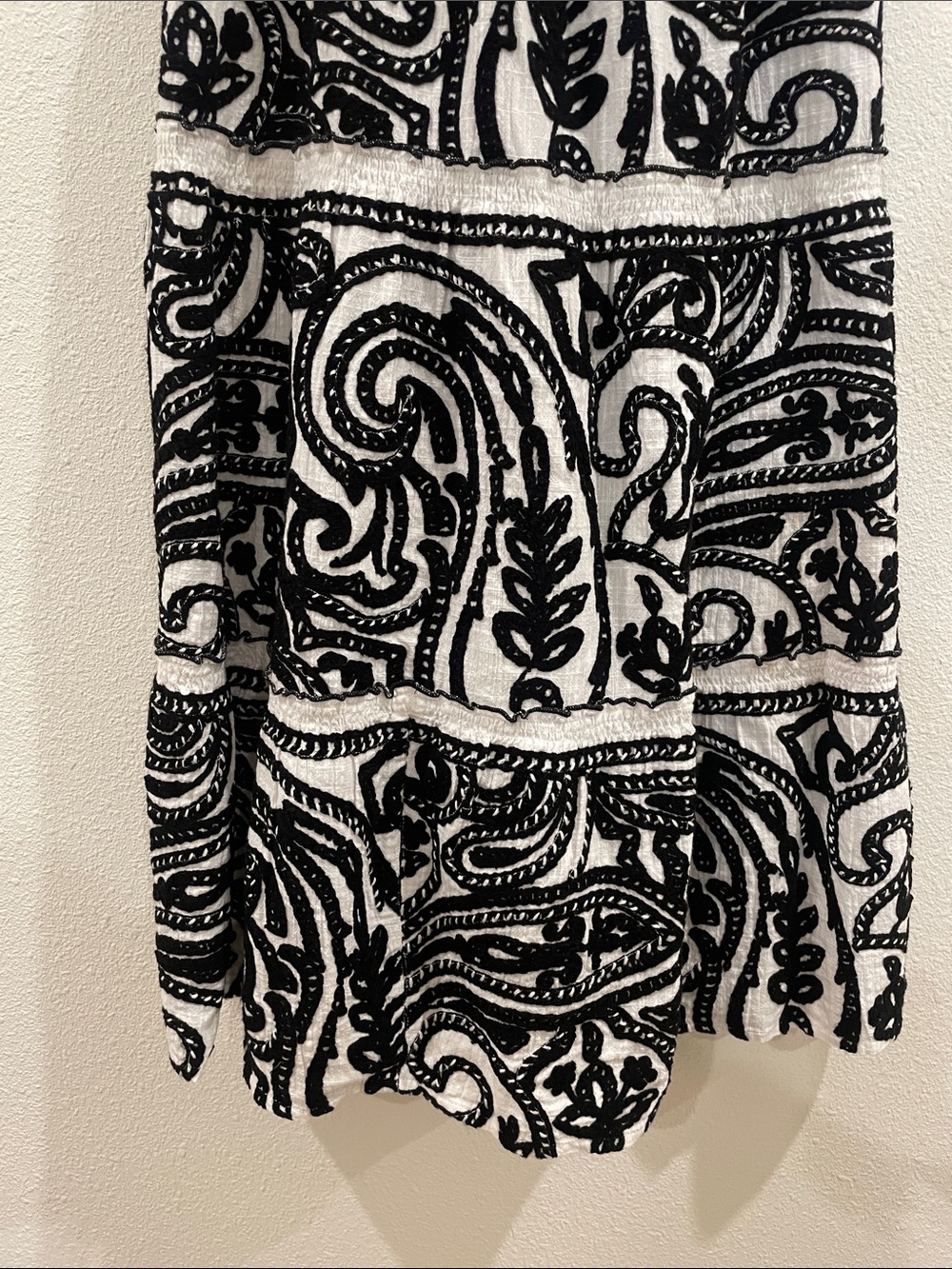 Sézane Anaka Dress Black & Cream Embroidered Print Tiered Maxi Dress 36 - Picture 6 of 14